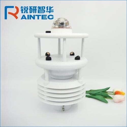 Small Weather Station HCD6817 Micrometeorometer Temperature and Humidity Pressure Wind Speed Wind Direction Rainfall Light