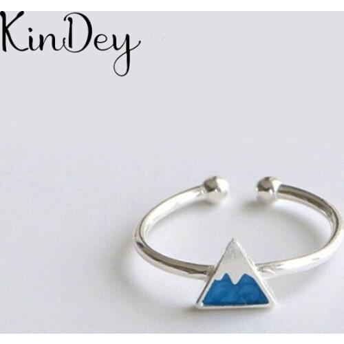 2021 New Charm Boho Blue Triangle Rings For Women Lover Wedding Bridal Valentines Gifts Men Open Retro Antique Rings
