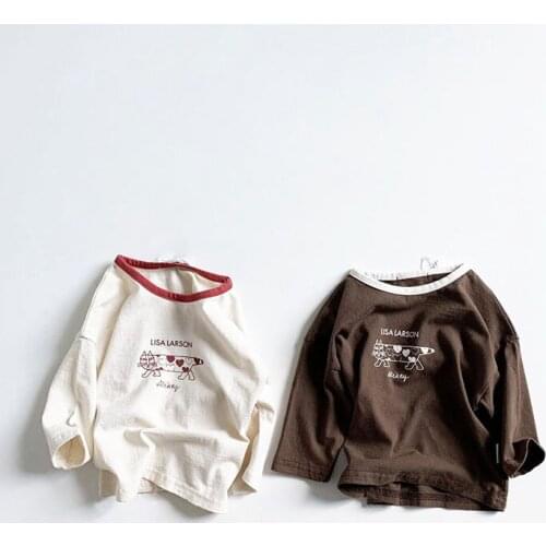 Autumn Top Simple Boys And Girls Cute Long Sleeve Cat T-shirt