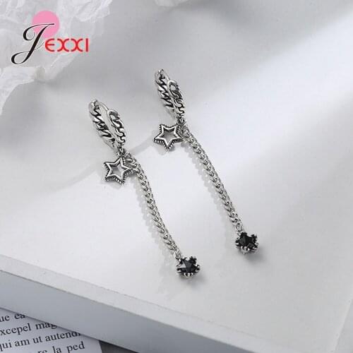 Genuine Sterling Silver 925 Dangle Earrings For Women Sparkling CZ Crystal Earrings Jewelry Gift Female Jewelry Brincos