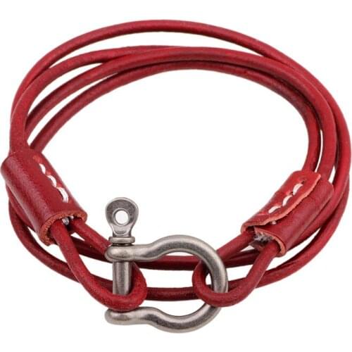 Hot simple style multilayer multiturn genuine leather bracelet Carabiner bracelet for women pulseiras de couro masculina homen