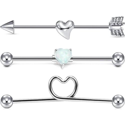 14G 16G Industrial Barbell for Women Men Surgical Steel Tribal Style Cartilage Earring Industrial Piercing Jewelry Arrow Style