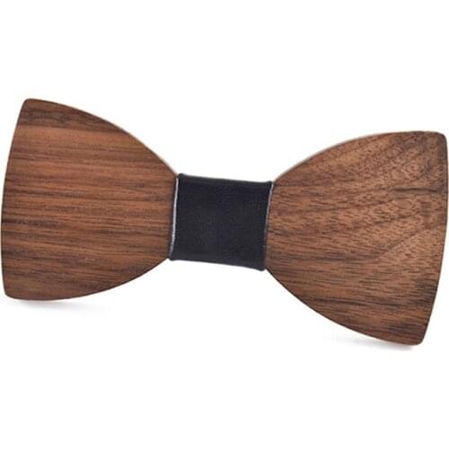 Dropshipping classic handmand wood bow tie wholesale bulk women mens walnut wooden bowtie for decoration