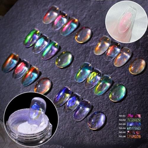 Rainbow Mirror Effect Nail Powder Ice Muscle Multicolor Powder UV Gel Nail Dust Chrome Nail Glitter Powder Decoration