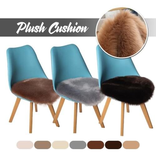 Luxury Faux Fox Fur Cushion Artificial Wool Warm Chair Car Seat Pad Sofa Cover Furry Soft Faux Sheepskin Chair Cover Seat Pads