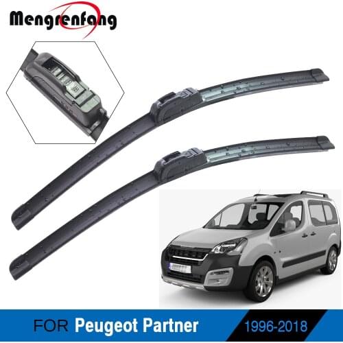 For Peugeot Partner Car Accessories Front Windscreen Wiper Blades Soft Rubber Wiper J Hook & Push Button Arms 1996-2018