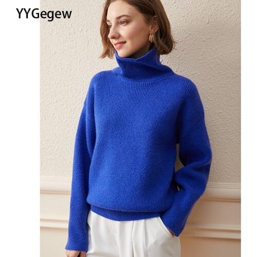 YYGegew Womens Sweater Autumn Winter Warm Turtlenecks Casual Loose Oversized Lady Sweaters Knitted Pullover Top Pull Femme