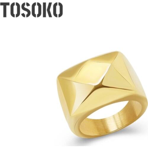 TOSOKO Stainless Steel Jewelry Diamond Cut Hand Made Ring Female Exaggeration Punk Ring BSA169