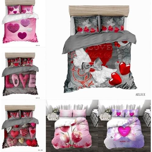 Three Sets Of Valentines Day Gift Decoration 3D Digital Printing Four Sets Of Foreign Trade Bedding Duvet Cover