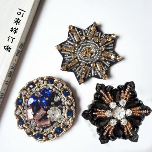1pc 3D Handmade round Rhinestone beaded Patches for clothing DIY sew on sequin rhinestone parches Beaded appliques for hats bags