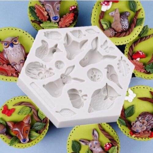 1PC 3D Forest Animal Mould Silicone Molds Woodland Cake Decorative Mold Tools Cake Decorating Fondant Mold YL899951