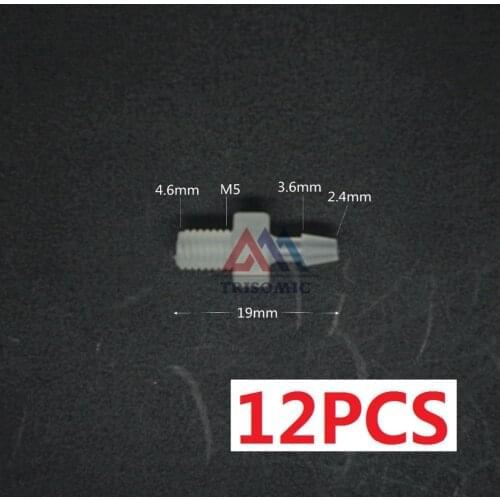 12 pieces 2.4mm-M5 Straight Connector Plastic pipe Fitting Barbed Connector with thread Material PP Tank Airline Aquarium