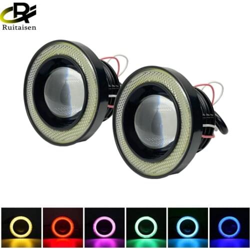 2pcs Angel Eyes Fog Light 64mm 76mm 89mm 2.5" 3" 3.5" 12V Universal COB LED DRL Driving Light Car Fog Lamp