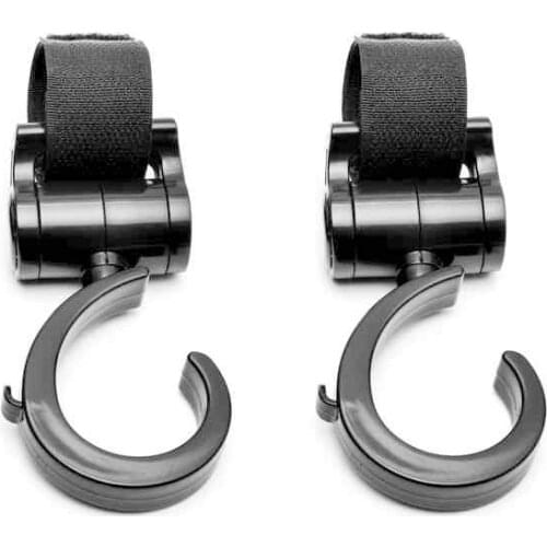 2Pcs/set Multi Purpose Pvc Strong China Cheap Baby Pram Stroller Pushchair Swivel Hanger Hooks Carriage Storage Bag