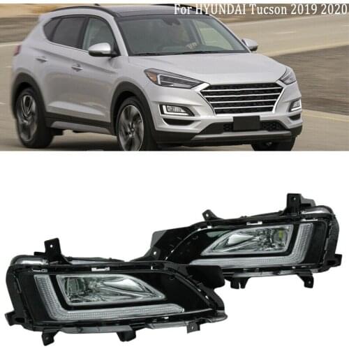2pcs LED DRL For Hyundai Tucson 2019-2020 LED Daytime Running Lights Daylight 12V Abs Fog Lamp Cover LED Car Styling