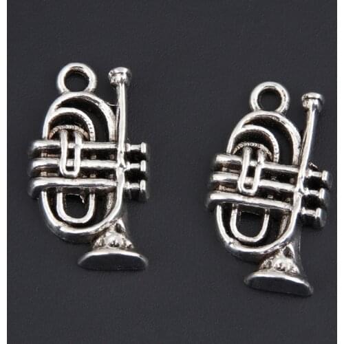 20pcs Silver Color 22x12.5mm Saxophone Charms Sachs Musical Instruments Pendant Jewelry DIY Handmade Craft Accessories Wholesale