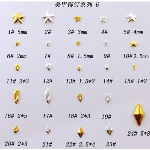 200pcs/pack Japan Korea Nail Art Alloy Rivets Studs Star Teardrop Diamond Metal Jewellry Accessories for Women Nail DIY