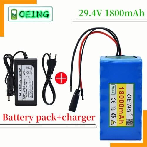 2021 Original 7S3P 29.4V 18Ah Li-ion Battery Pack with 18AH Balanced BMS for Electric Bicycle Scooter Power Wheelchair + Charger