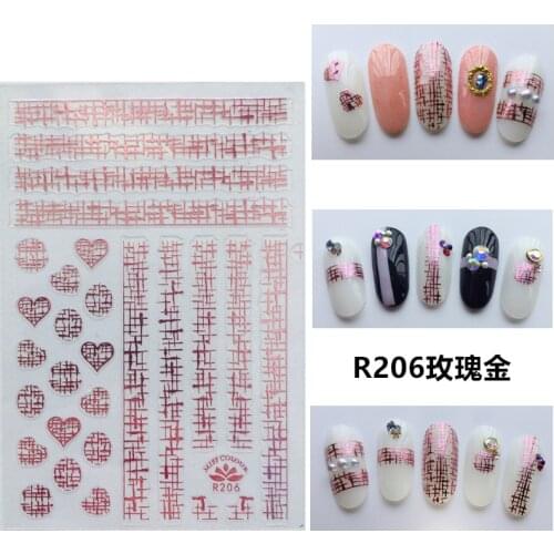 3D Stickers for Nails Self-adhesive Design Pink Love Heart Geometry Nail Art Decorations Decals Foil Wrap Manicure Accessories