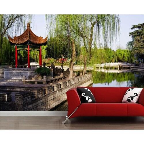 Papel de parede Chinese style garden landscape 3d wallpaper,living room TV sofa wall bedroom wall papers home decor mural