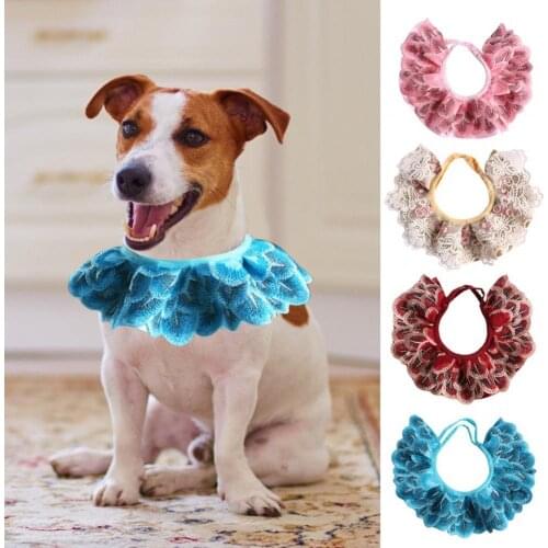 4 Colors Adjustable Neck Strap Pet Accessories Lace Dog Neck Strap Soft for Party