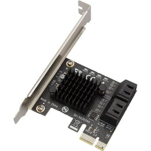 ASM1064 SATA PCIe Adapter 6 Ports SATA III to PCI Express 3.0 X1 Controller Expansion Card compatible with PCI-E X4/X8/X16 6Gbps