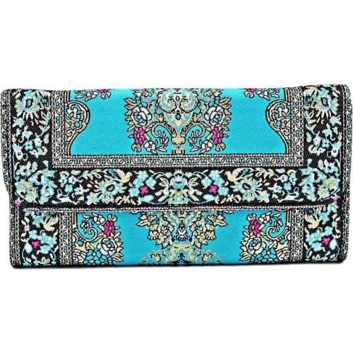 Authentic Anatolian Traditional Turkish Motifs and Figures Clamshell Wallet Handbag With Cover Coin Wallet From Premium Fabric