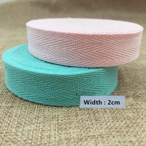 Free shipping ! (20mm) COLOR herringbone/ twill cotton tape/Cotton webbing/Bias binding tape ,50m/roll
