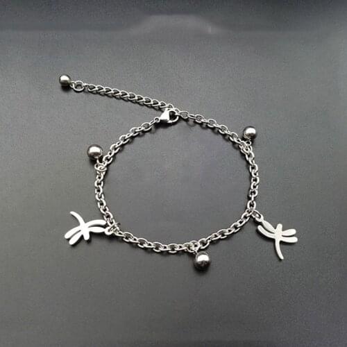 Stainless Steel Chain Bracelet Silver Color Dragonfly Charm Adjustable Bangle Bracelet for Women Gifts Pulsera