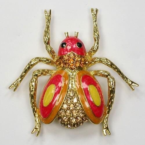 Bug beetle Brooch Yellow Rhinestone Enamel Pin brooches C989 G2