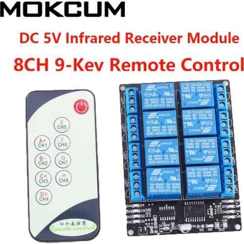 DC 5V 8CH 8bit DC 5V 2CH 2bit Infrared Receiver Module 9-Key Remote Control Self-Lock Control Switch Module