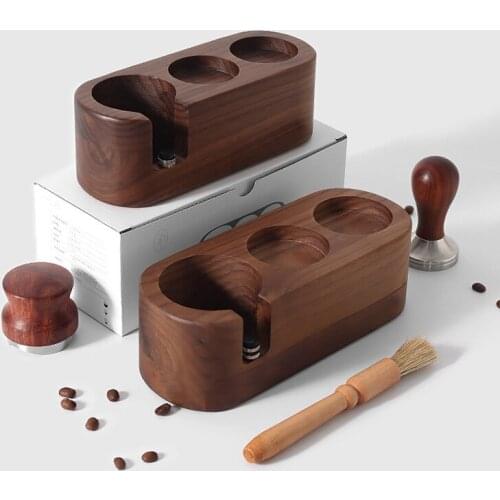 51mm/53mm/58mm Coffee Filter Holder Tamper Stand Beech Walnut Wood Espresso Distributor Mat Base Rack For Barista Accessories