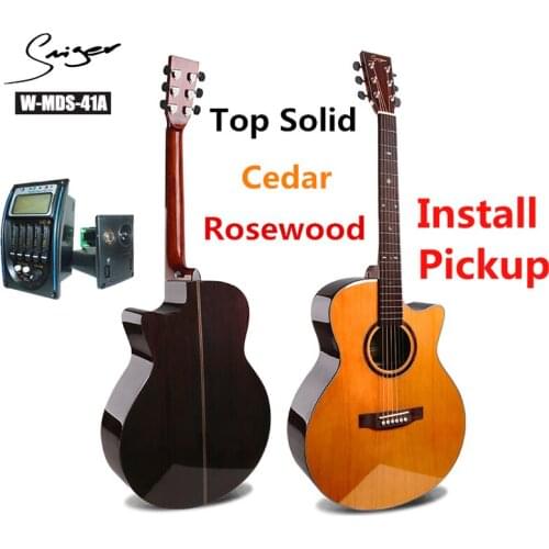 Guitar Solid Cedar Rosewood Electric Steel-String 40 Inches A-Body Guitarra 6 Strings Folk Pop Cutaway Guitars Install Pickup