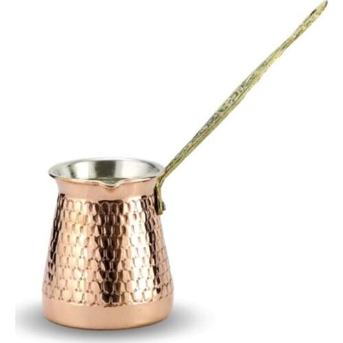 Thick Honeycomb Engraved Copper Coffee Pot 3 Cup Holder Turkish Coffee (1347)