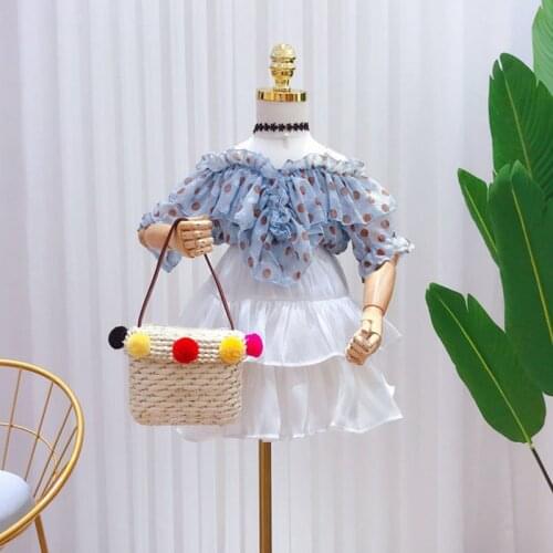 Summer Girls Clothing Set Fashion Princess Costume Cute Dot Tops + Skirt 2Pcs Outfits Thin Casual Chiffon Baby Kids Clothes Suit