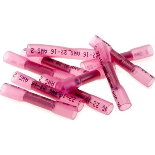 Red Waterproof pipe Insulated Seal Wire Connectors Electrical Wire Terminal Heat Shrink Butt Crimp Terminals AWG22-16 terminal