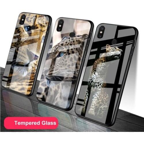 Leopard Tempered Glass Phone Case For Redmi Note 5 6 7 8 9 Pro Note8T Note9S Redmi8 9 Cover Shell