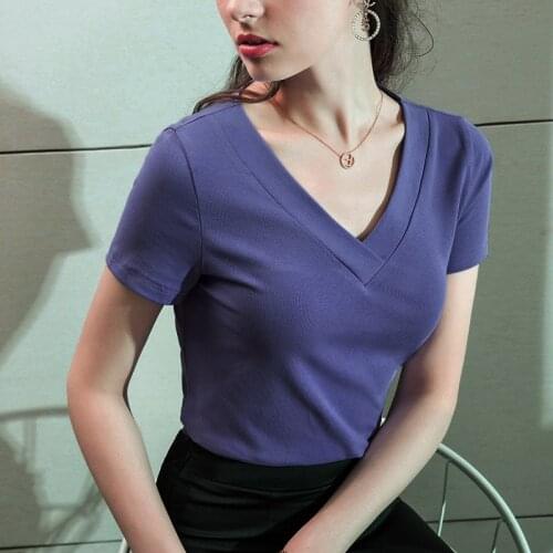 Summer quality leisure breathable fashion soft womens Short Sleeve T-Shirt