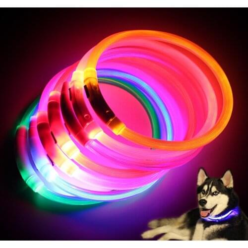Mini Safety Dog Collar Pet Supplies Anti-lost Rechargeable LED Night Flashing Luminous USB Charging Pet Dog Puppy Neck Collar