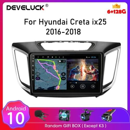 10" Android 10 Car Radio 2 Din Multimedia radio Player Navigation GPS Wifi RDS DSP Stereo DVD for Hyundai Creta Ix25 2016 - 2018