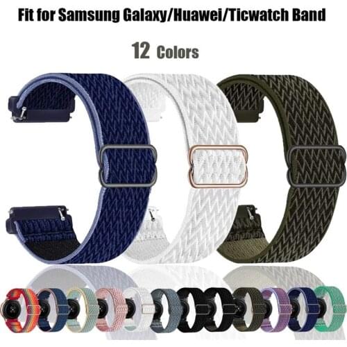 Nylon Loop Strap For Huawei watch GT 2 Samsung Galaxy Watch Active 2 46/42mm Elastic Bracelet for amazfit gts bip TicWatch belt
