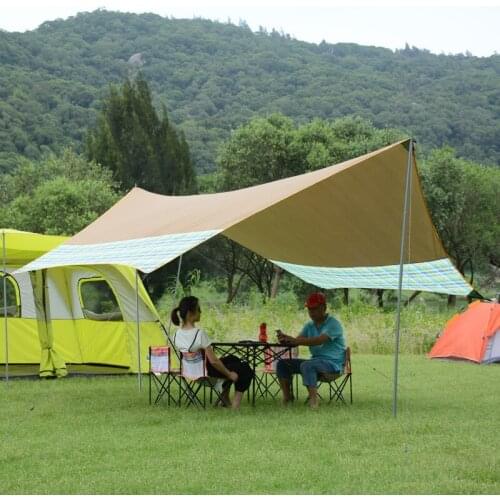 New Outdoor canopy thickening silver coated Oxford cloth Rainproof UV shade canopy tent Camping awning