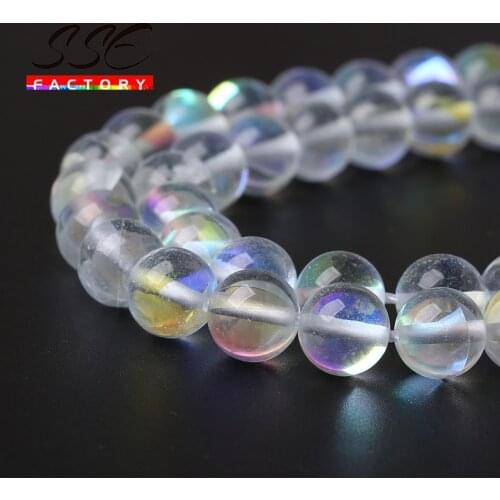 Wholesale Austria Crystal Synthesis Glitter White Moon Stone Beads For Jewelry Making DIY Charm Bracelet Accessories 8 10 12mm