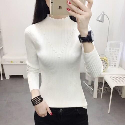 Autumn Winter Women Warm Velvet Sweater Pullovers Female Half High Collar Fleece Sweater Thick Turtleneck Knitted Jumpers W912