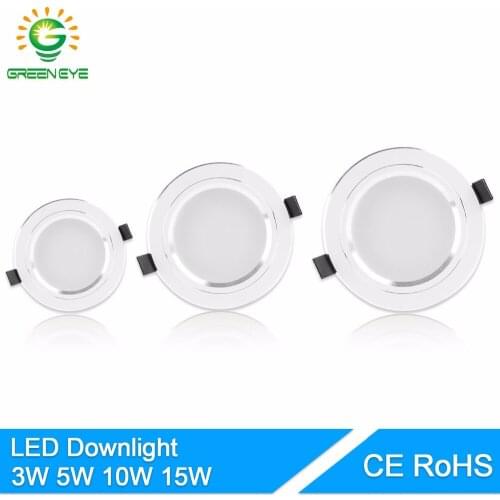 GreenEye LED Downlight 5W 10W 15W AC110 V220V Ceiling Led Lamp Recessed LED Down Light Indoor Lighting Home Aluminum Spot Light