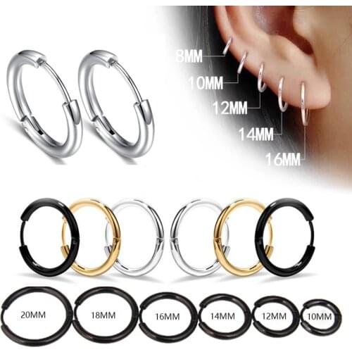 Fashion Glossy Geometry Round Circle Stainless Steel Earrings for Women Kolczyki Damskie Hoop Earrings Ear Men Pendientes Mujer