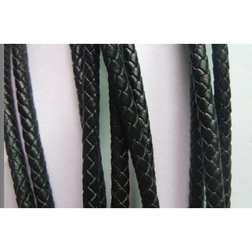 10Meters 6mm Round Braided Real leather cord Black Round Genuine Bolo Braided Leather Cord for Craft Jewelry Making
