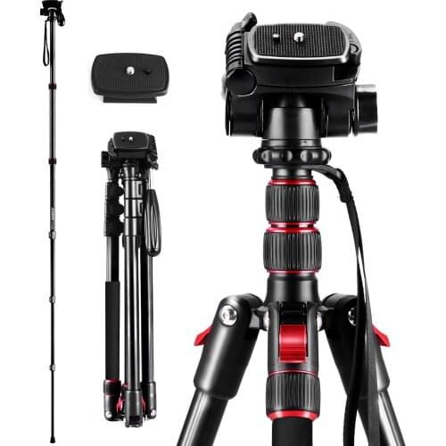 Andoer TTT-02 Cmaera Tripod Monopod Stand Aluminium Alloy 360° Rotatable Ball Head 5kg Load Capacity for DSLR Cameras Camcorders