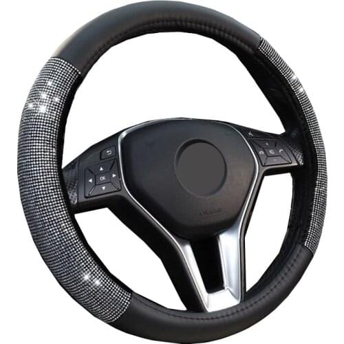 Universal Wrap Car Steering Wheel Cover Rhinestones For Woman Girl Braid on the Steering-Wheel Funda Volante Car Accessories