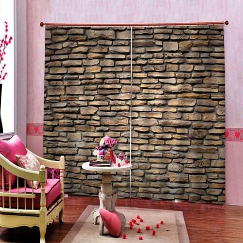 Custom any size photo Morden brown 3d brick curtain Thick shading soundproof windproof curtain
